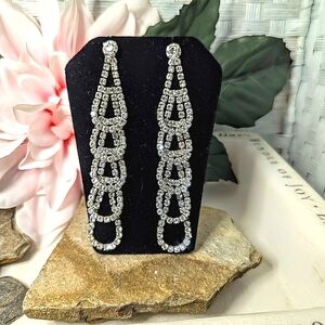 Lia Sophia Crystal Rhinestone Chandelier Earrings 3" Long Sparkle Jewelry
